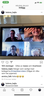 Vår kommunikatör jobbade hemma och dokumenterade mötet på sin Instagram