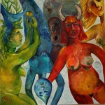 Symbios. Olja på akrylgrund, 100 x 100 cm. Målad från djupet av mitt hjärta under 2011! Finns hos vänner i Paradiset.