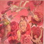 Think pink. Olja på akrylgrund, 100 x 100 cm. Målad 2010 under anfall av rosa! Jag har använt motivet även som t-shirttryck