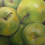 Gröna äpplen, Olja 70 x 70 cm