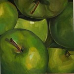 Äpplen, Olja 70 x 70 cm