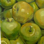 Äpplen, Olja 100 x 100 cm. 50-årspresent till min älskade storebror.