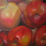 Äpplen, Olja 100 x 100 cm