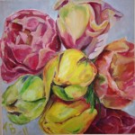 Tulpaner, Akryl 100 x 100 cm