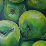 Joel & Erikas gröna äpplen. Akryl 150 x 120 cm.
