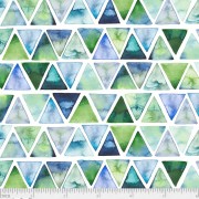 Bomullstyg blå grön triangel (Gemstones)