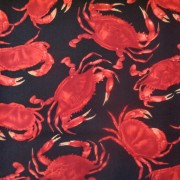 Bomullstyg svart/röda krabbor (Crab)