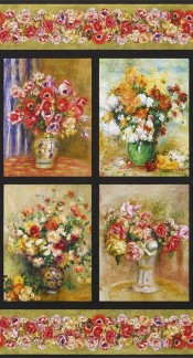 Bomullstyg blombuketter i vas (Renoir)