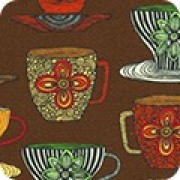Bomullstyg kaffemuggar brun (Robert Kaufman)