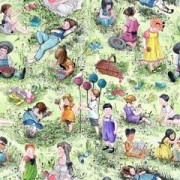 Bomullstyg grönt gräs (Picnic Kids)