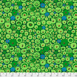 Bomullstyg grönt knappmotiv (Button Mosaic)