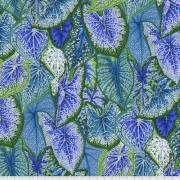Bomullstyg blå blad (Caladiums Blue)