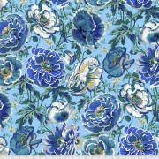Bomullstyg ljusblå blom (Dorothy Blue)
