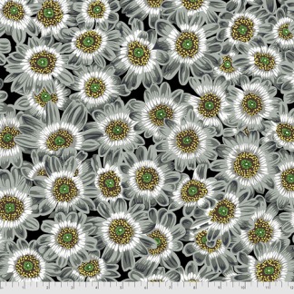 Bomullstyg grå blommor (Lucy Grey)