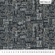 Bomullstyg gråsvart text (Heavy Metal)