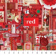 Bomullstyg rött collage