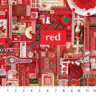 Bomullstyg rött collage