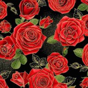 Bomullstyg röda rosor (Gilded Rose)