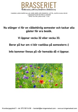 SOMMAREN ÄR HÄR OCH NU HAR VI ÄVEN SALLAD ATT BESTÄLLA I VÅRT BRASSERI SOMMAREN ÄR HÄR OCH NU HAR VI ÄVEN SALLAD ATT BESTÄLLA I VÅRT BRASSERI
