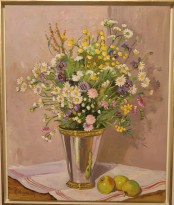 Blomsterbukett i silverbägare (Karl-Johan Magnusson)