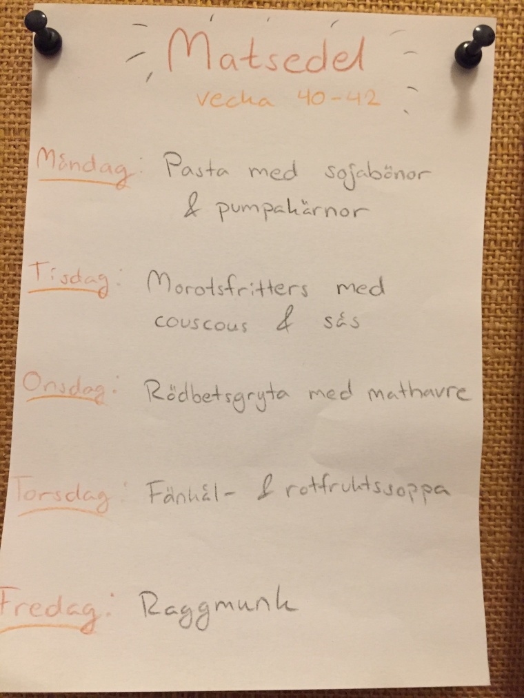 Matsedel Rosengårdens Waldorfförskola