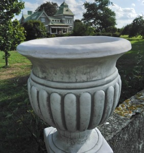 urna vit marmorkonst, betong kruka