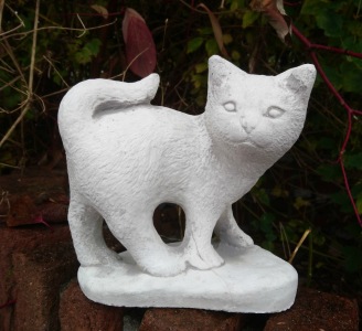 Trädgårdskonst katt, trädgårdskatt vit