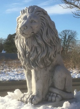 Trädgårdskonst lejon, vit marmorkonst