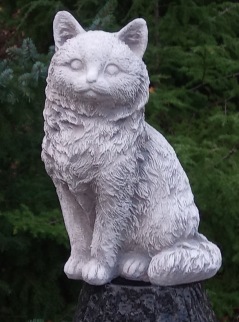trädgårdskonst katt, trädgårdsskulptur vit