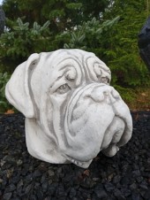 Trädgårdskonst boxerhund vit betongkonst