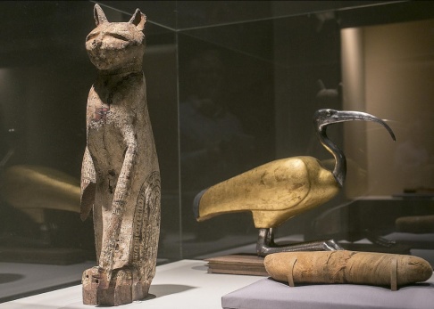 Damian Dovarganes/AP/TT En kattkista och dess mumie som visades vid en utställning om mumifierade djur på ett museum i Santa Ana i Kalifornien i USA för ett par år sedan. Arkivbild. Damian Dovarganes/AP/TT En kattkista och dess mumie som visades vid en utställning om mumifierade djur på ett museum i Santa Ana i Kalifornien i USA för ett par år sedan. Arkivbild.
