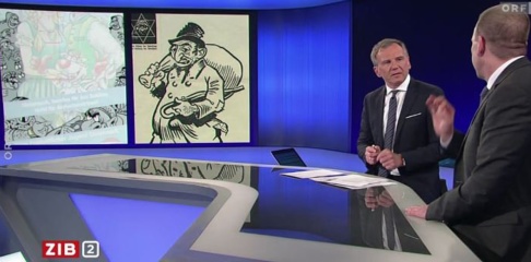 ORF Den österrikiske programledaren Armin Wolf jämförde en karikatyrteckning från FPÖ:s ungdomsförbund med propaganda från Nazityskland. ORF Den österrikiske programledaren Armin Wolf jämförde en karikatyrteckning från FPÖ:s ungdomsförbund med propaganda från Nazityskland.