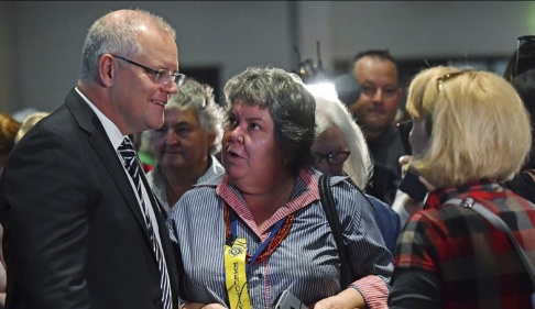 Mick Tsikas/AAP/AP/TT Australiens premiärminister Scott Morrison under mötet i Albury. Mick Tsikas/AAP/AP/TT Australiens premiärminister Scott Morrison under mötet i Albury.