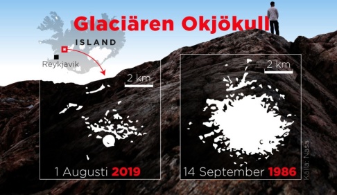 Mikael Andersson / TT Glaciären Okjökull. Mikael Andersson / TT Glaciären Okjökull.