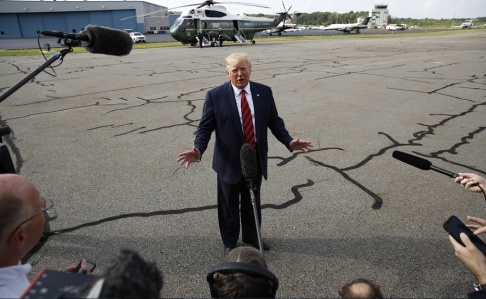 Patrick Semansky/AP/TT USA:s president Donald Trump under söndagen. Patrick Semansky/AP/TT USA:s president Donald Trump under söndagen.