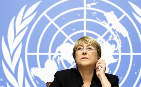 Salvatore Di Nolfi/Keystone/AP/TT Michelle Bachelet under sin presskonferens i Genève. Salvatore Di Nolfi/Keystone/AP/TT Michelle Bachelet under sin presskonferens i Genève.