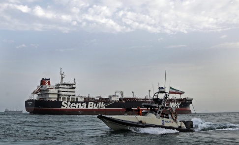 Hasan Shirvani/AP/TT Brittiskflaggade Stena Impero belagtogs av Iran i juli. Arkivbild. Hasan Shirvani/AP/TT Brittiskflaggade Stena Impero belagtogs av Iran i juli. Arkivbild.