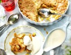 Rabarberpaj, Knäckig rabarberpaj med vaniljsås, recept, På tallriken, matblogg
