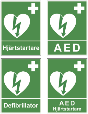 Nödskylt hjärtstartare Nödskylt hjärtstartare