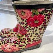 Gummistövlar, leopardmönster med blommor, LEJON, st 33