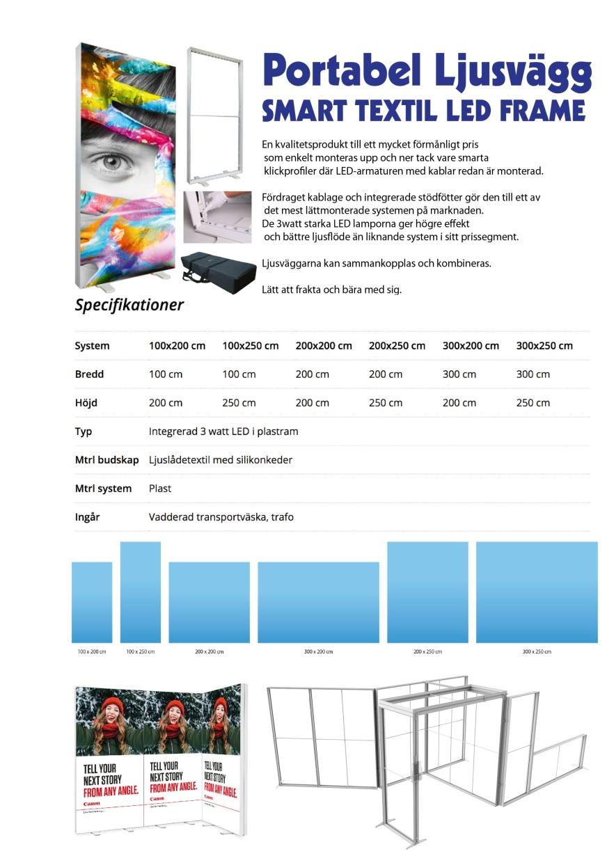 Portabel ljusvägg SMART TEXTIL LED FRAME Portabel ljusvägg SMART TEXTIL LED FRAME