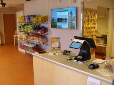 Reception och kiosk med inslag av lokala produkter Reception och kiosk med inslag av lokala produkter