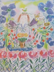 Lena Linderholm, Ängel i träd gården 50 x 70 / Blad Lena Linderholm, Ängel i träd gården 50 x 70 / Blad
