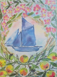 Lena Linderholm, Äppelbåten 50 x 70 / Blad Lena Linderholm, Äppelbåten 50 x 70 / Blad