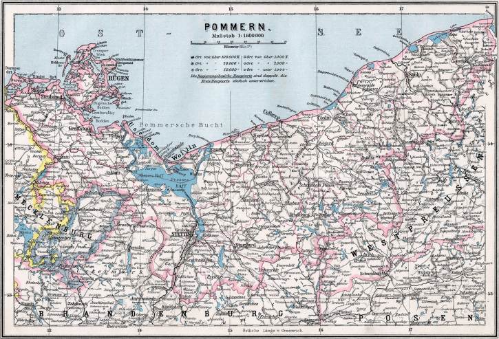 Karta äver Pommern från år 1905.
