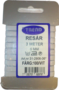 Resårband - Vit Resår 6 mm x 3 meter