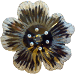 Textilmärke Blomma Svart/Vit/Grå