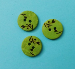 Knapp med blommor 15 mm - Kokosknapp 15 mm Lime