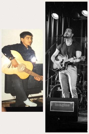 [Picture]: Mushtaba Moheb as child in Sweden 1995, and later as artist on stage 2017.