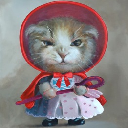 "Little Red Riding Hood Is Furious", 51x62 cm. Acrylic and oil on canvas. (SOLD)